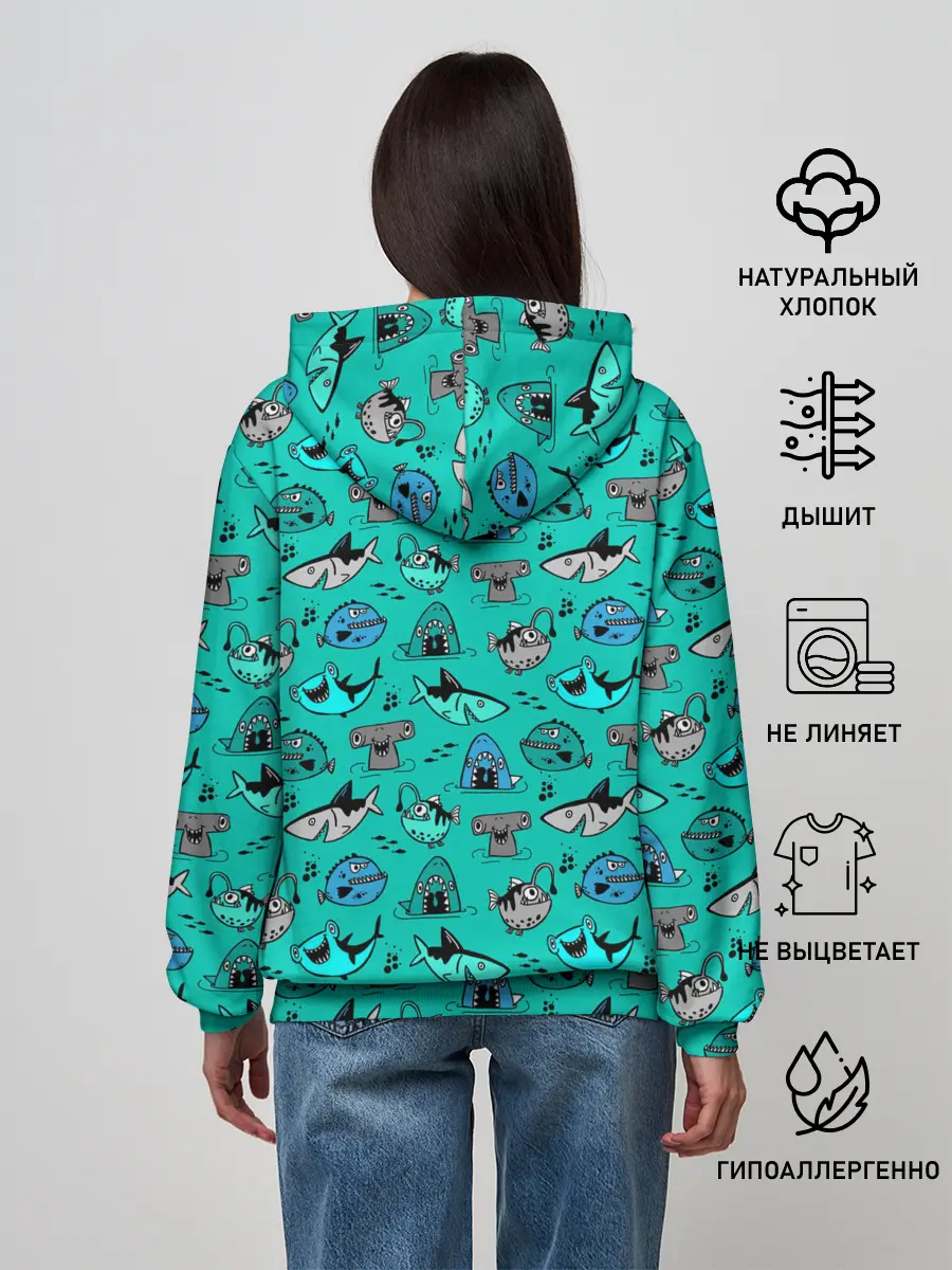 Женское худи / Морские рыбки