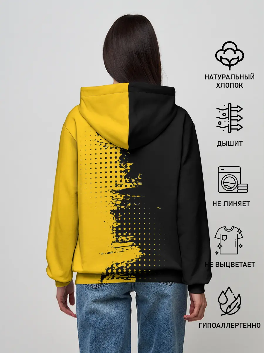 Женское худи / ЧЕРНО ЖЕЛТЫЙ ГРАНЖ | GRUNGE