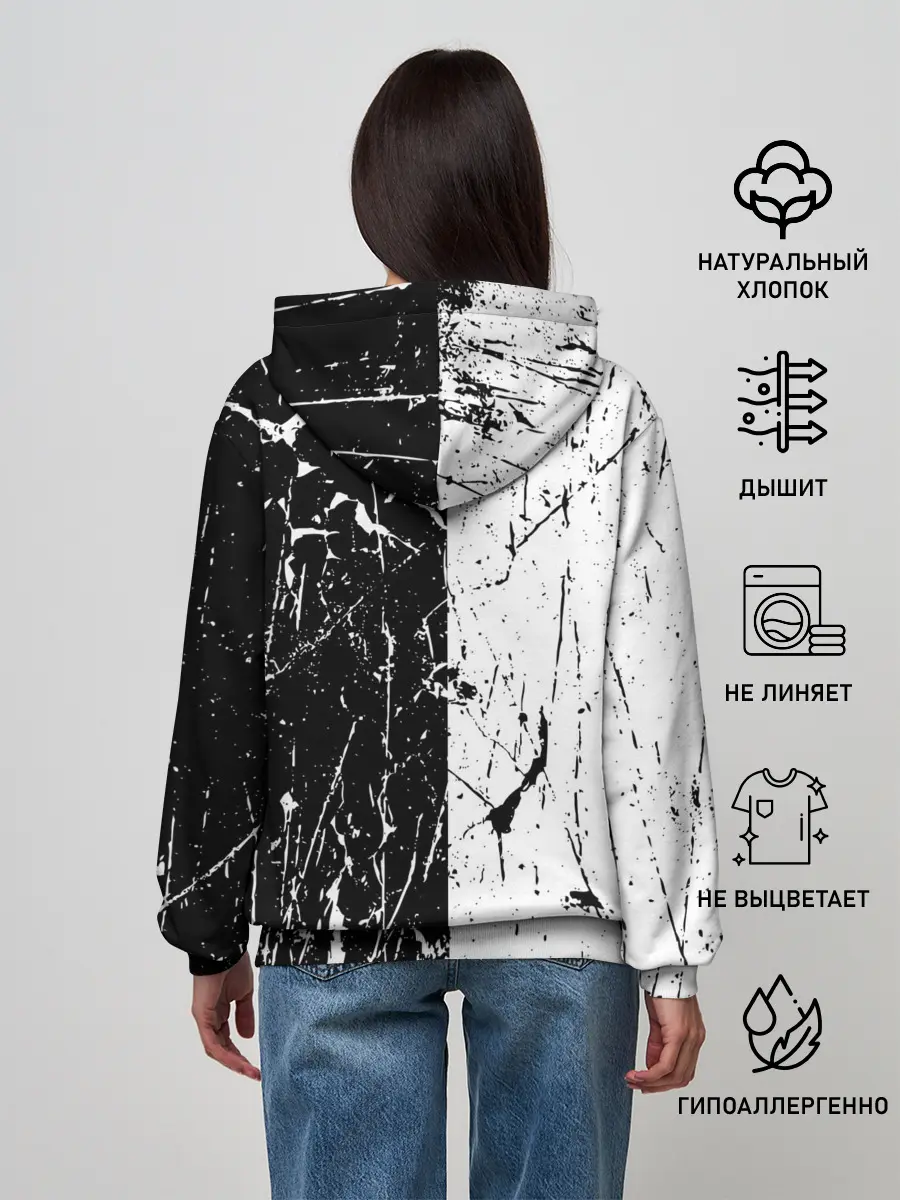 Женское худи / ЧБ ГРАНЖ | RED BUTTERFLY