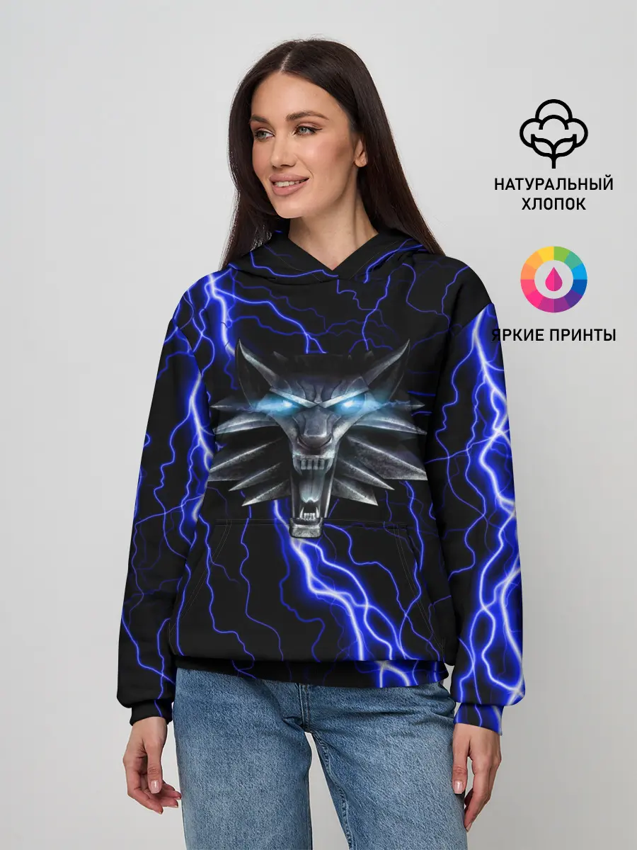 Женское худи / THE WITCHER МОЛНИЯ BLUE