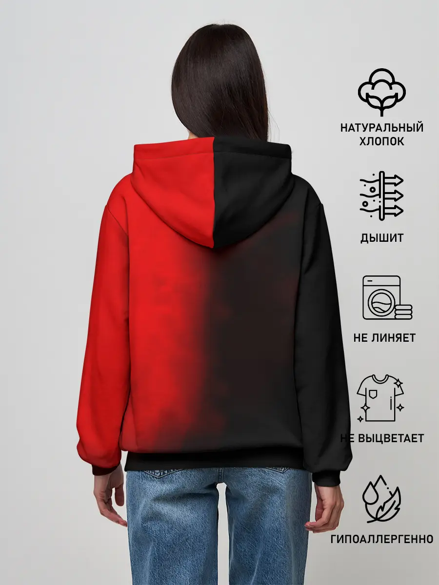 Женское худи / Чёрный Аста красный туман