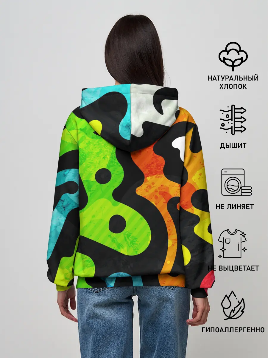 Женское худи / Разноцветные Кляксы Фигуры