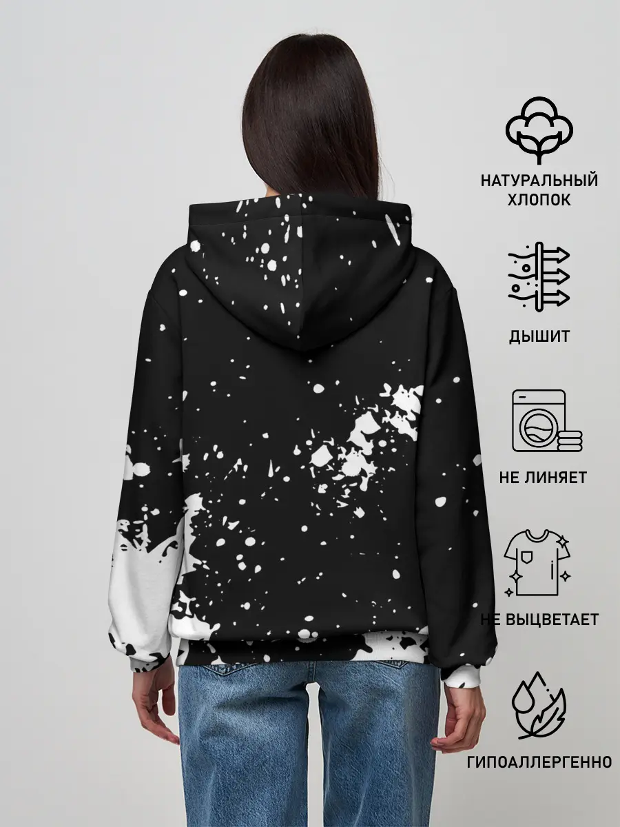 Женское худи / Fly High Haikyu!! черно - белый