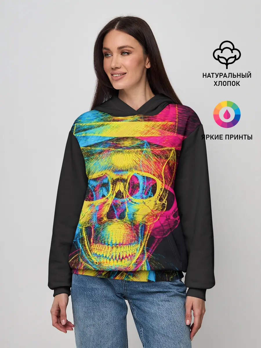 Женское худи / Череп-анаглиф