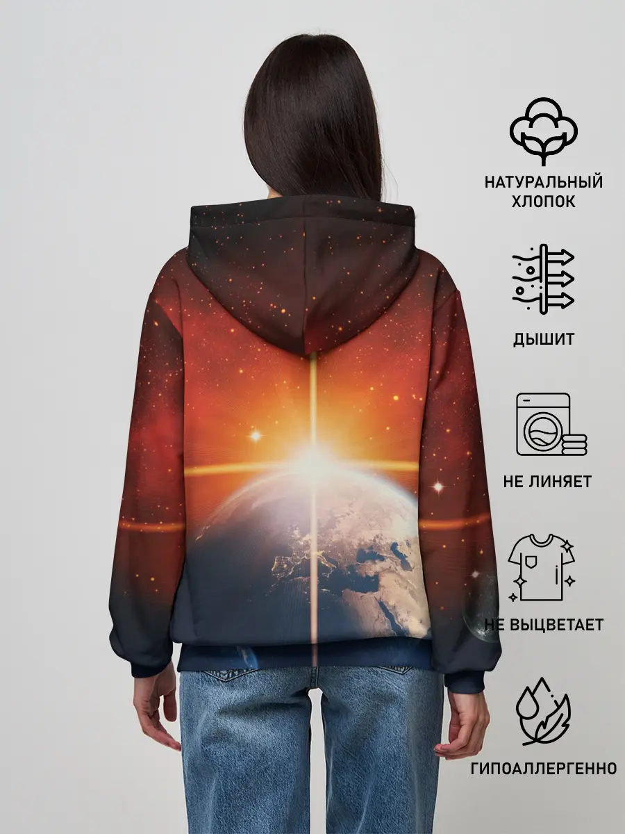 Женское худи / Космос земля 3D