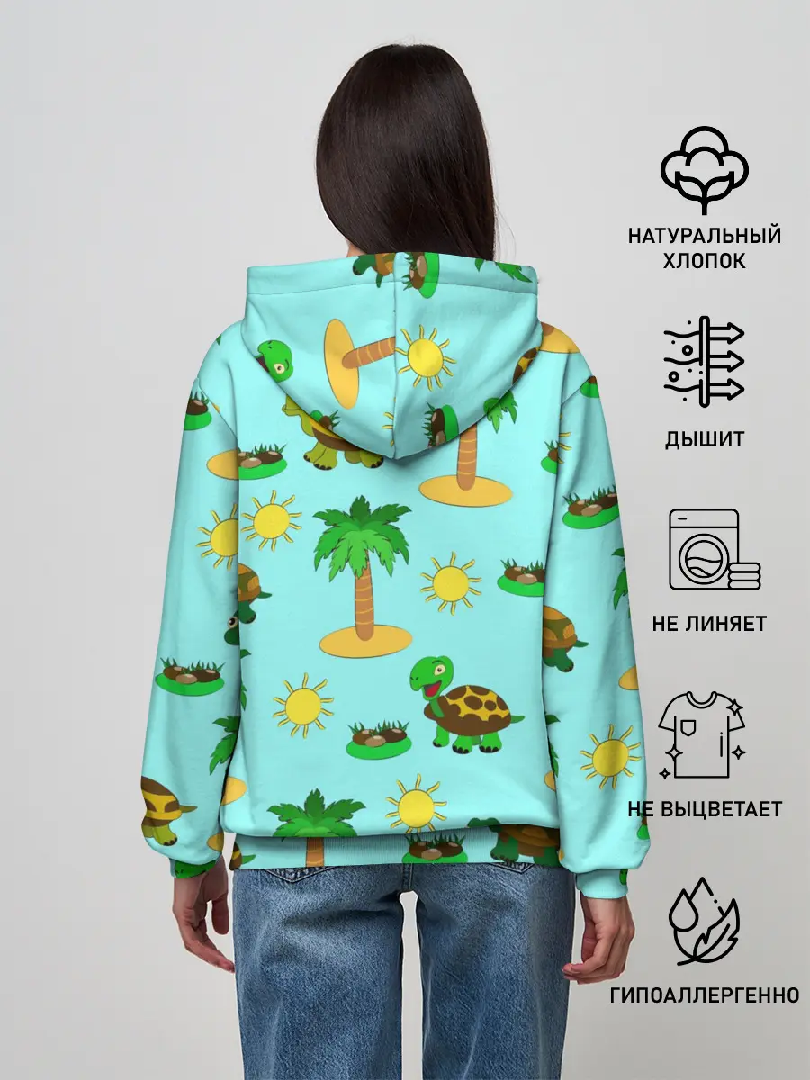 Женское худи / черепашки и пальмы