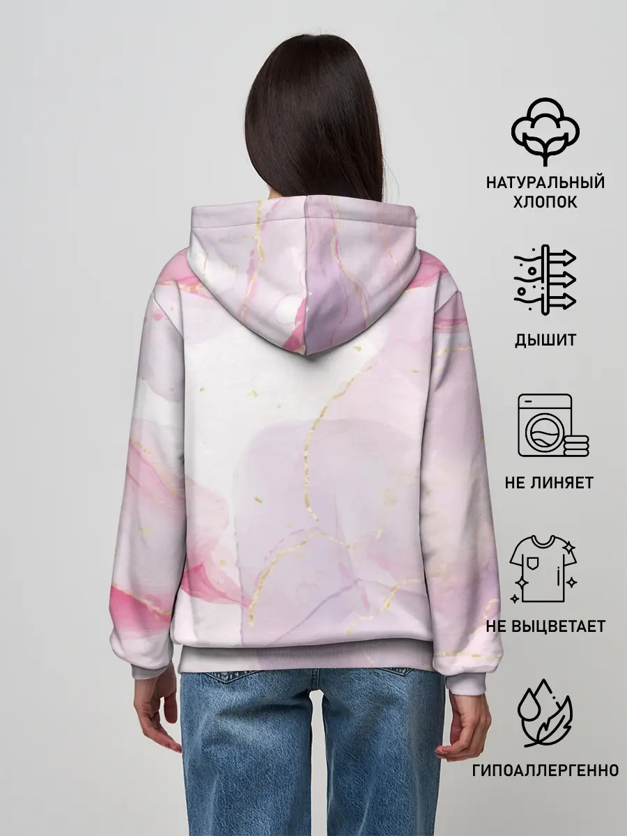 Женское худи / Цветы роспись акварелью