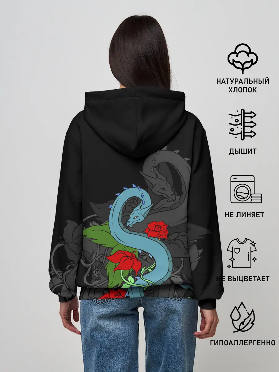 Женское худи / Дракон и Розы