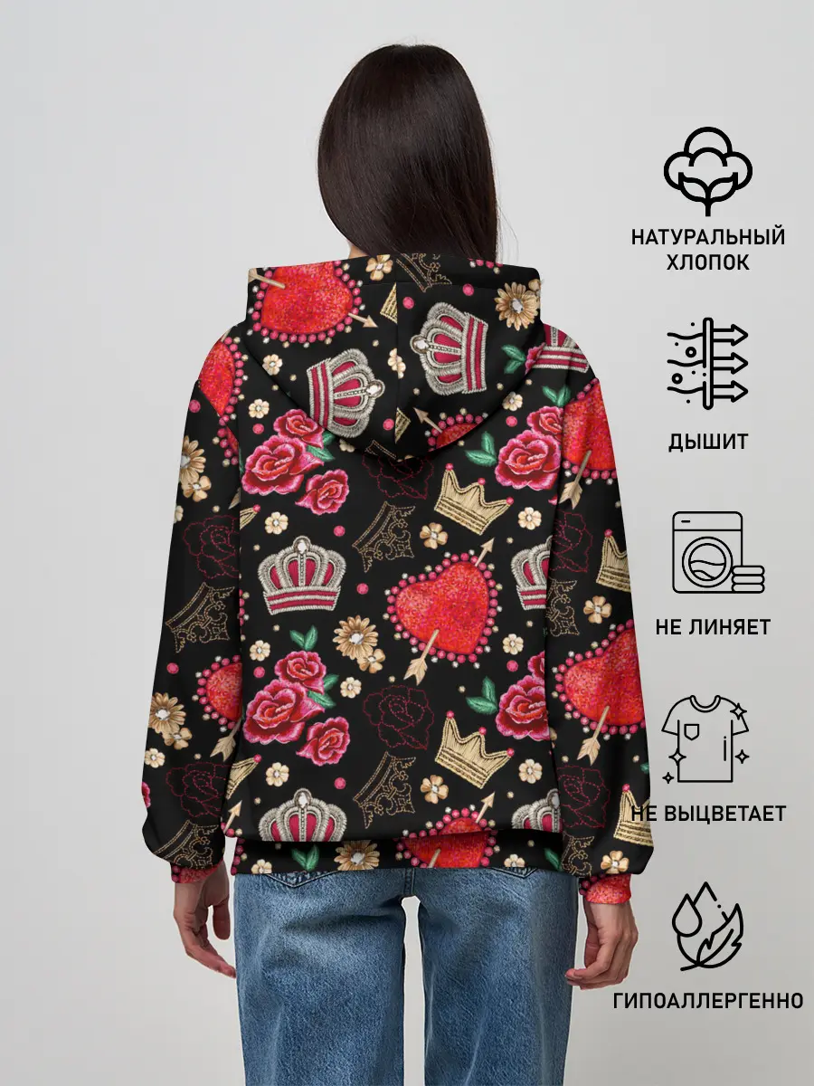 Женское худи / Корона и розы