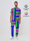 Мужская пижама с брюками / Полосатый яркий летний узор
