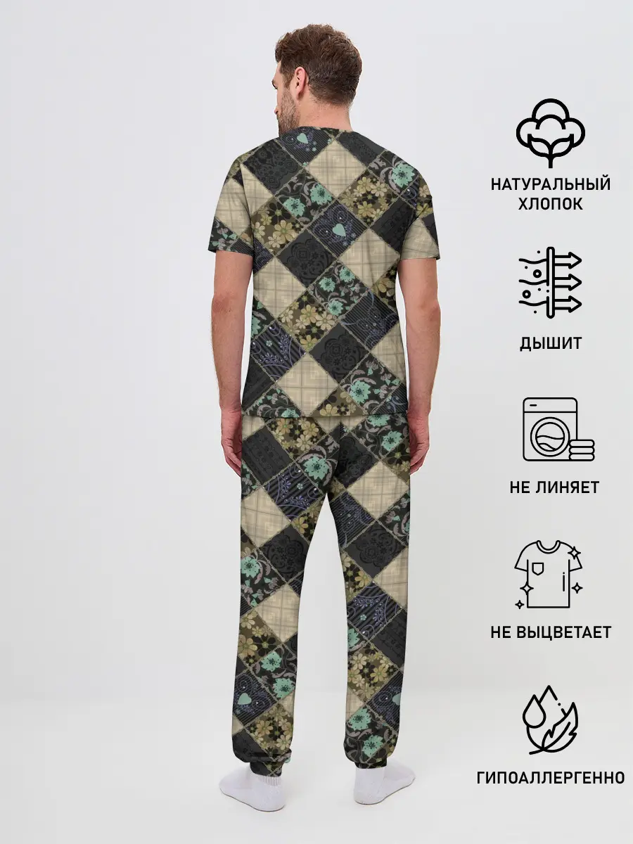 Мужская пижама с брюками / Лоскутное шитье