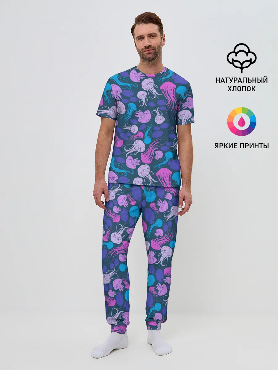 Мужская пижама с брюками / Медузы