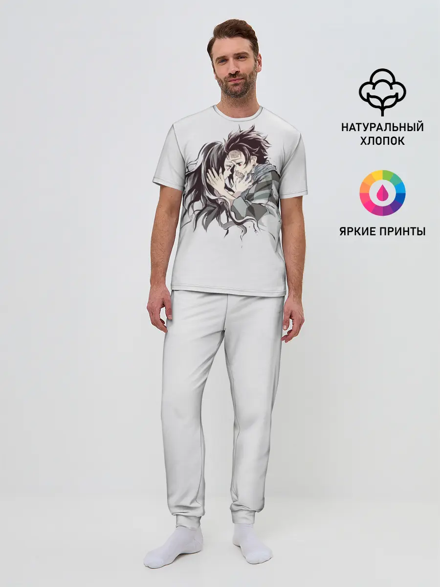 Мужская пижама с брюками / Kimetsu no Yaiba поцелуйчики