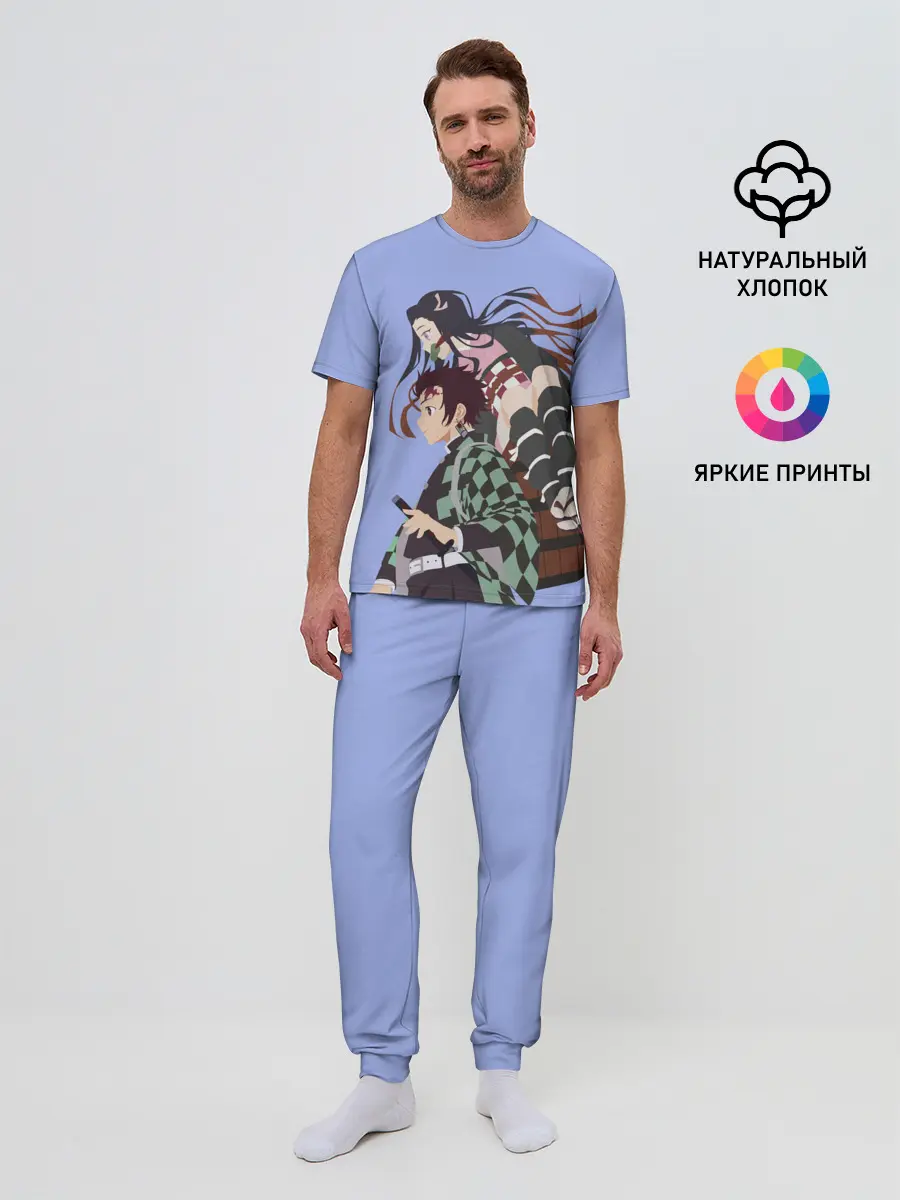Мужская пижама с брюками / Tanjirou & Nezuko