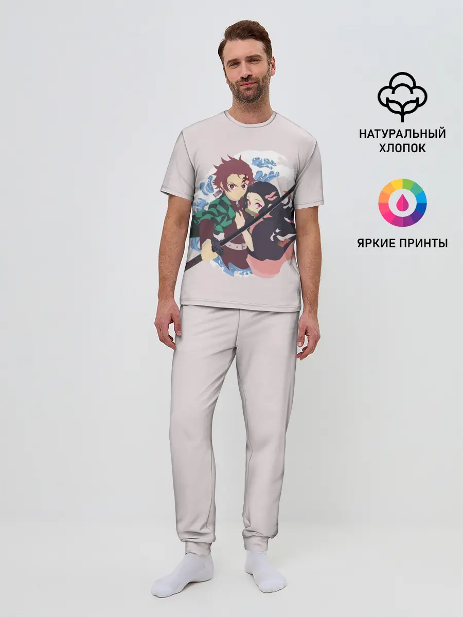 Мужская пижама с брюками / Tanjirou & Nezuko