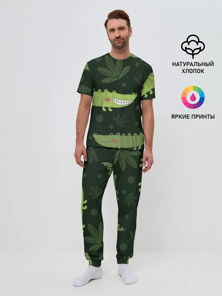 Мужская пижама с брюками / Милый крокодил