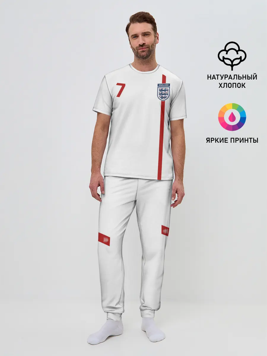 Мужская пижама с брюками / Дэвид Бекхэм Англия Ретро