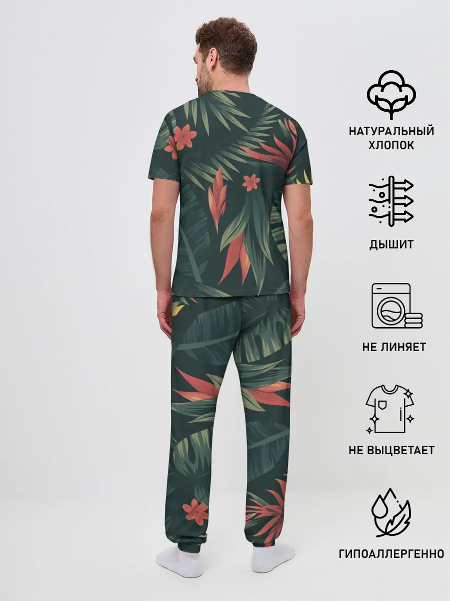 Мужская пижама с брюками / Тропический комуфляж