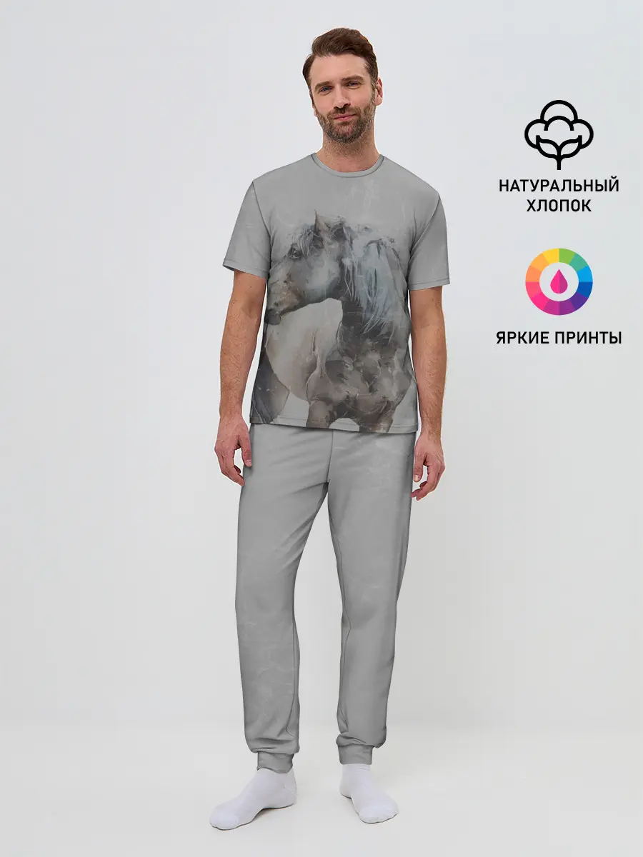 Мужская пижама с брюками / лошадь