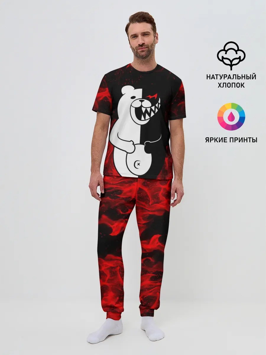 Мужская пижама с брюками / MONOKUMA В ПЛАМЕНИ / МОНОКУМА