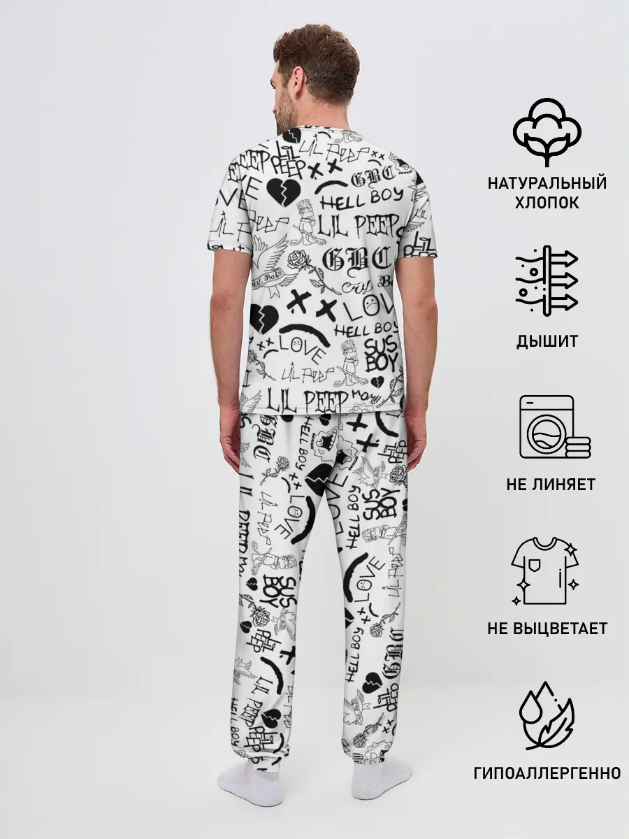 Мужская пижама с брюками / LIL PEEP | ЛИЛ ПИП LOGOBOMBING