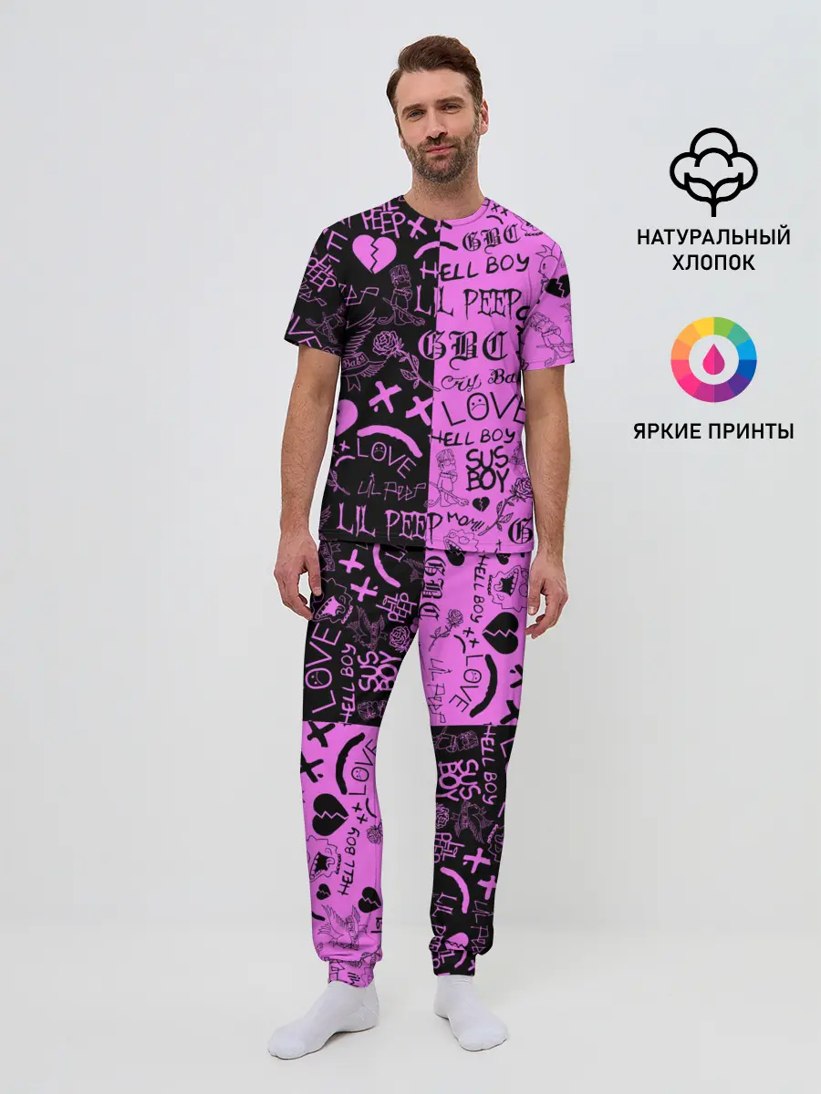 Мужская пижама с брюками / LIL PEEP LOGOBOMBING BLACK PINK
