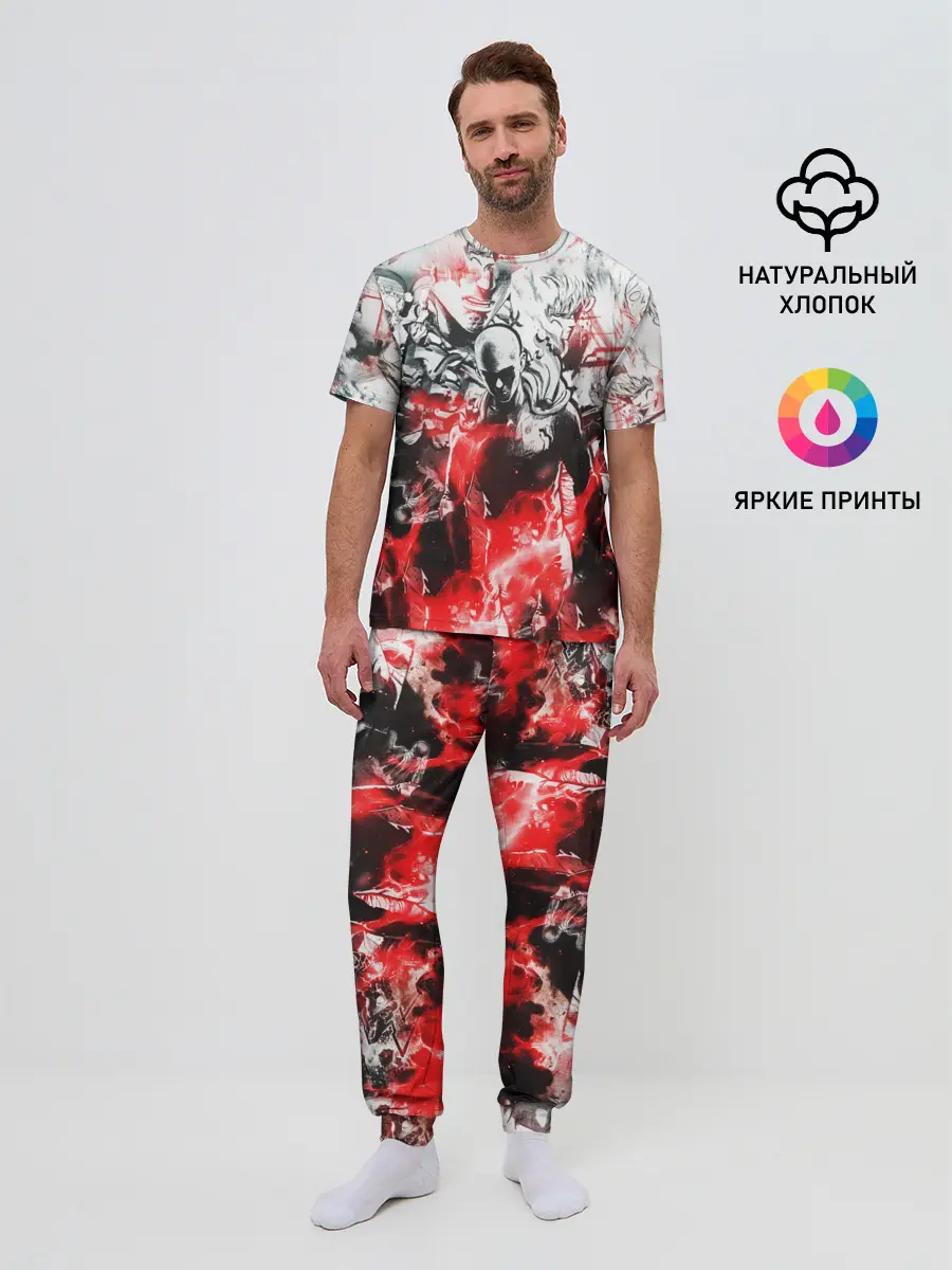 Мужская пижама с брюками / One-Punch Man Collage