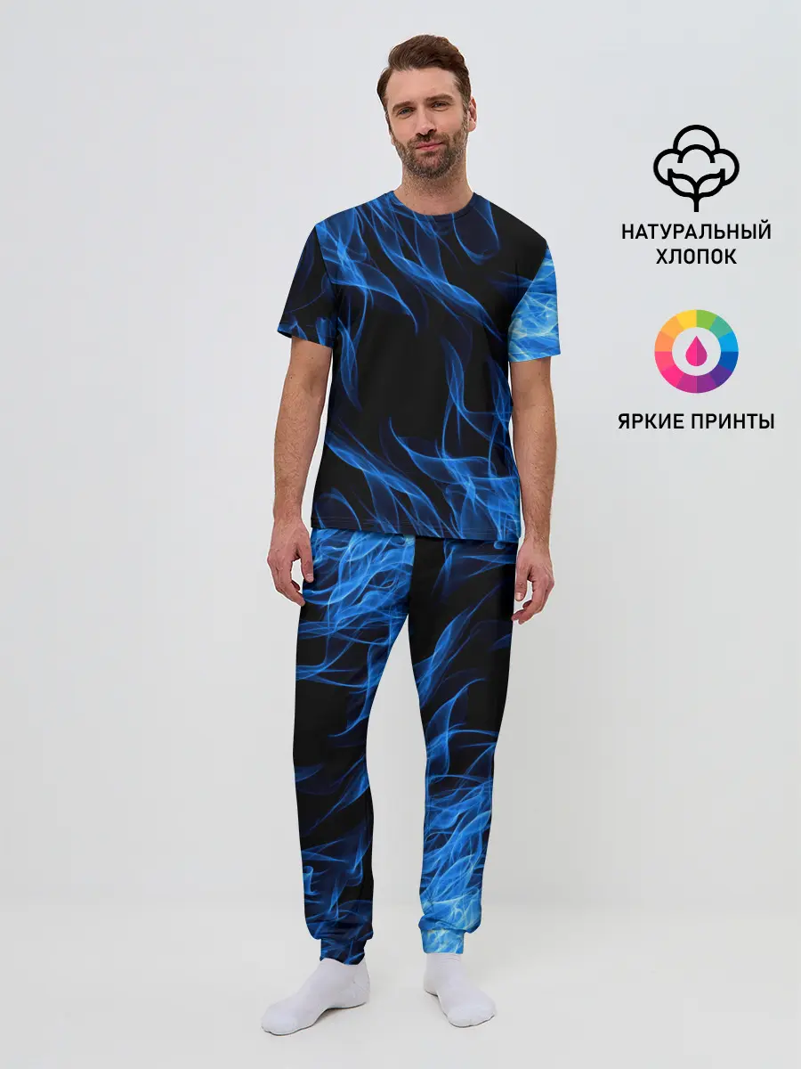 Мужская пижама с брюками / BLUE FIRE FLAME