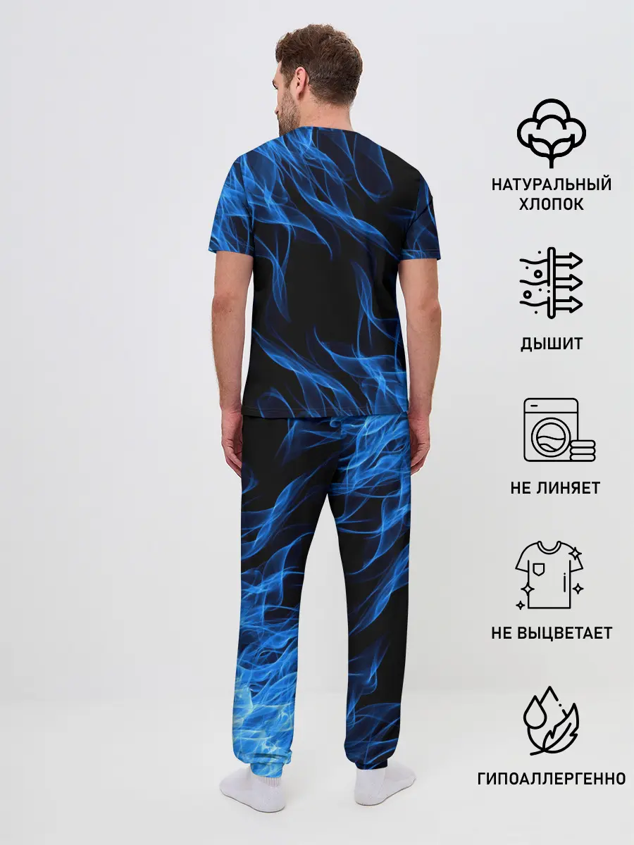 Мужская пижама с брюками / BLUE FIRE FLAME