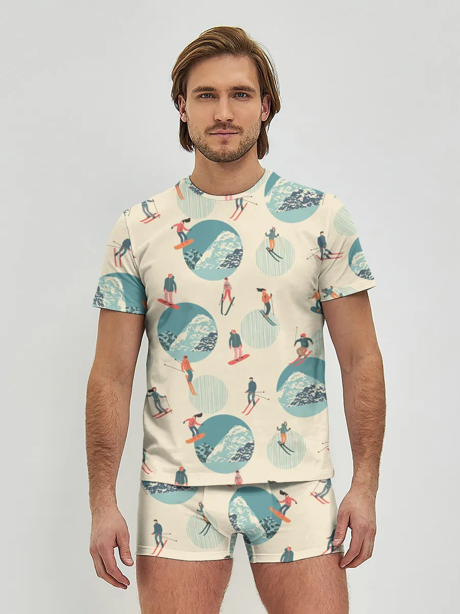 Мужские трусы с футболкой / лыжники