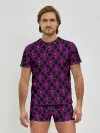 Мужские трусы с футболкой / KILLER QUEEN фиолетовый узор
