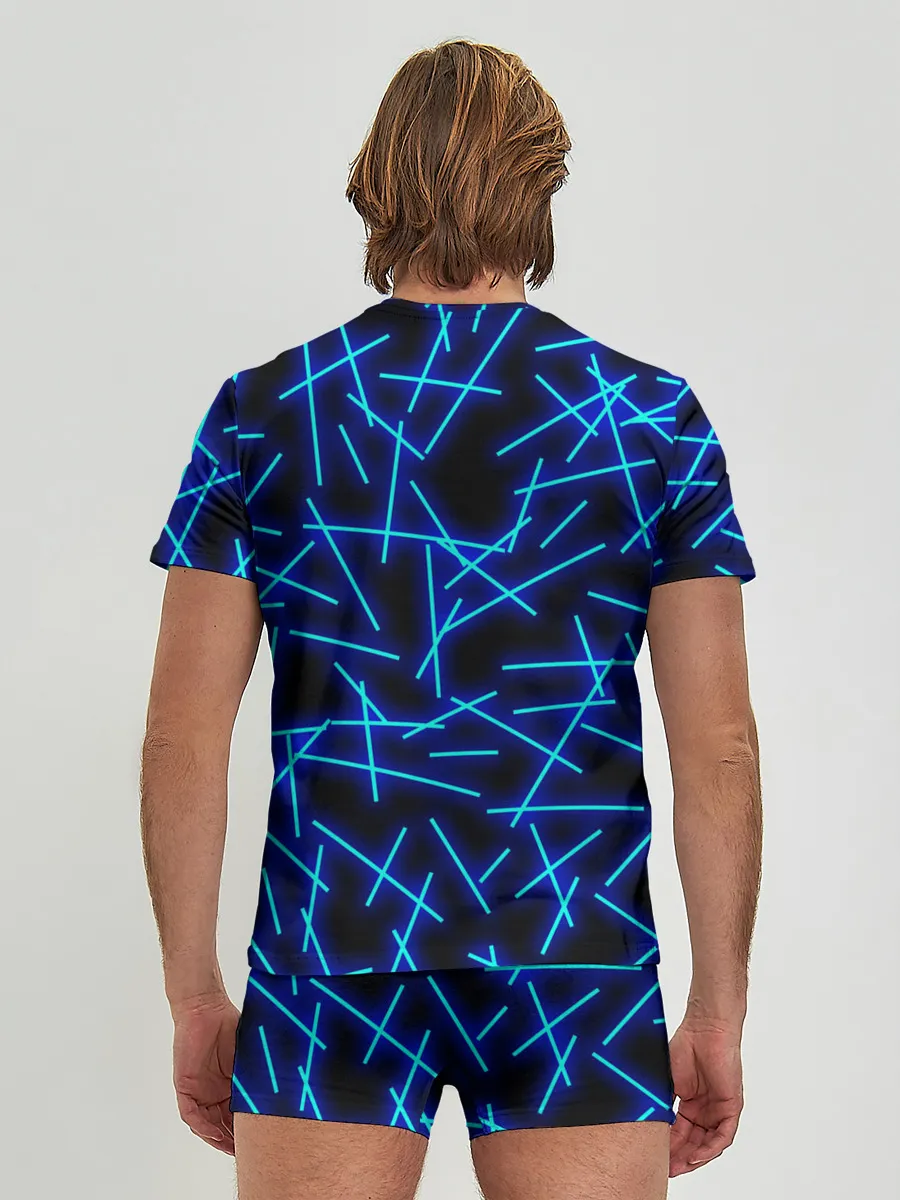 Мужские трусы с футболкой / Неоновые линии