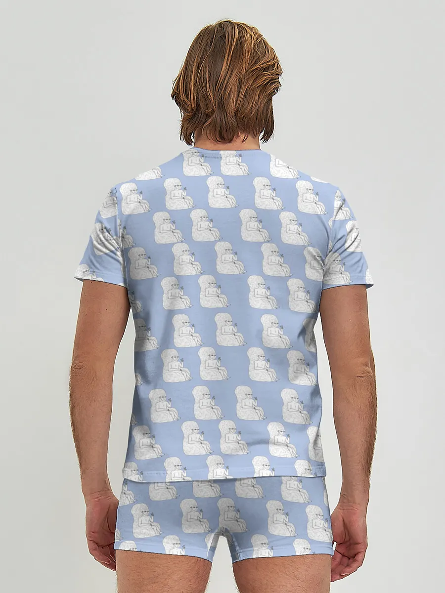 Мужские трусы с футболкой / Голубой мегамозг