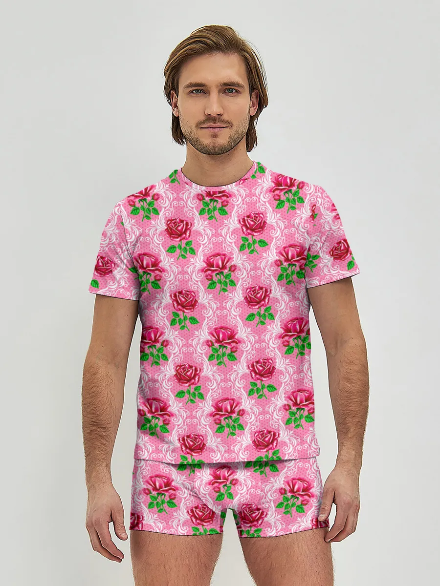 Мужские трусы с футболкой / Декор из нежных роз