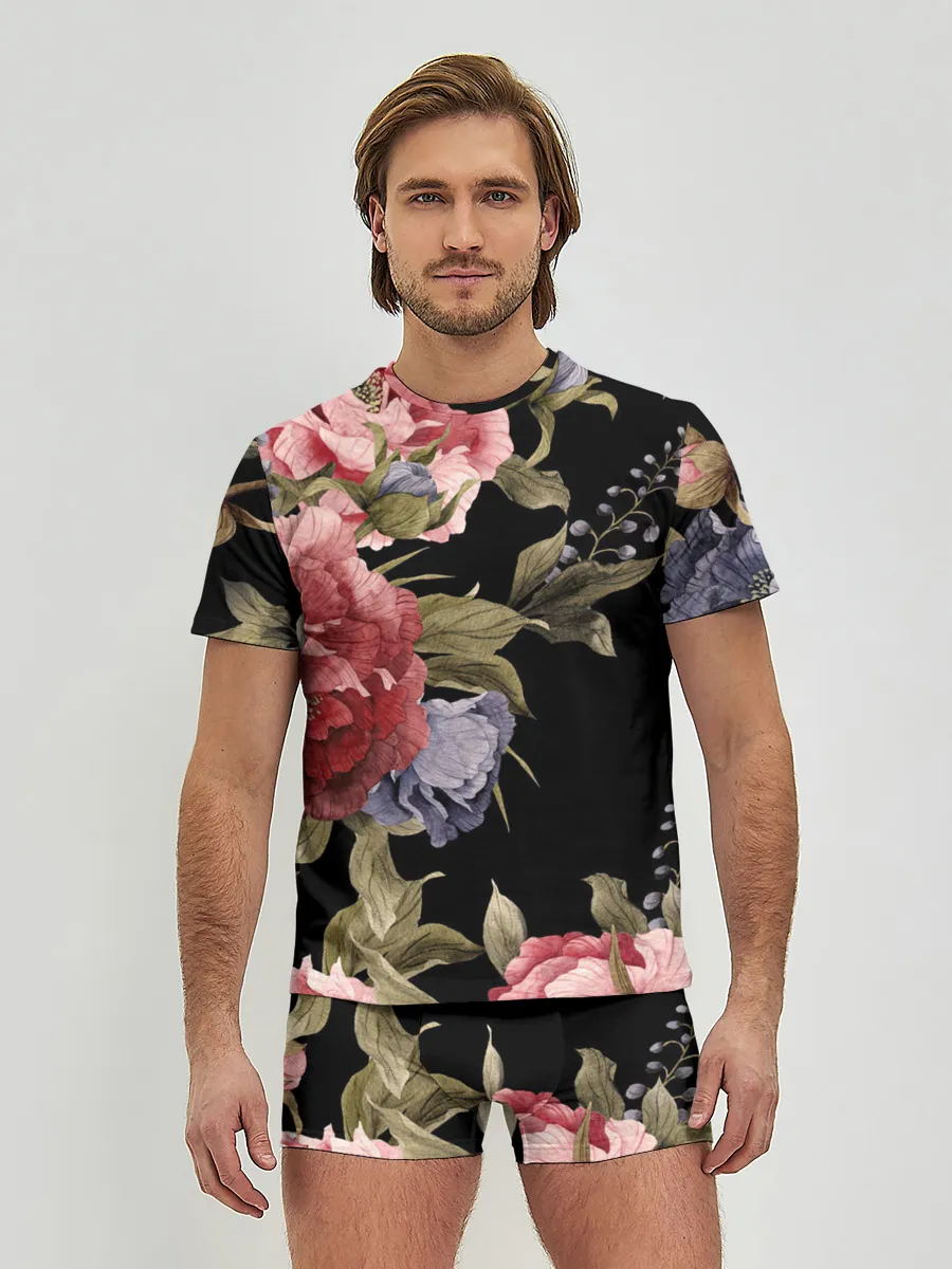 Мужские трусы с футболкой / Цветы