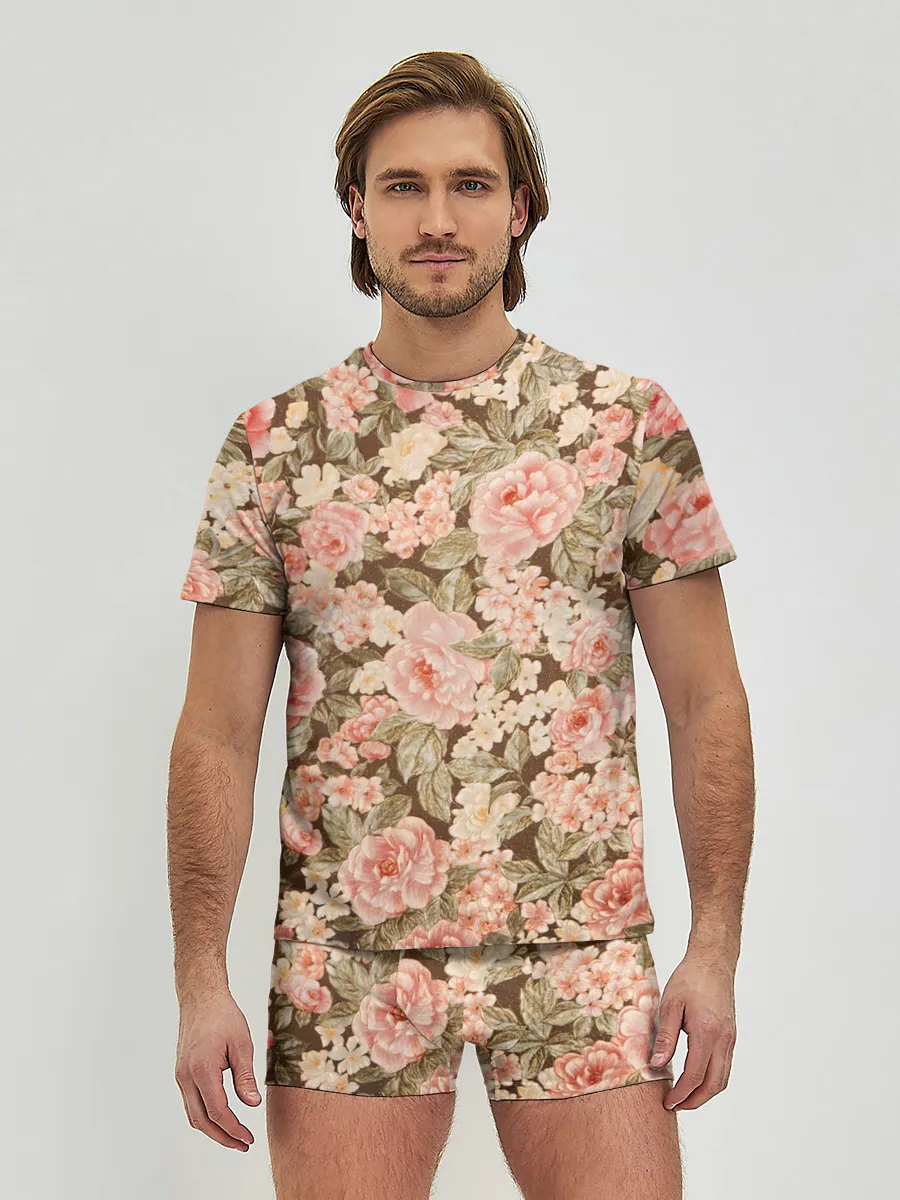 Мужские трусы с футболкой / Розовая поляна