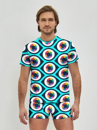 Мужские трусы с футболкой / Глаза паттерн