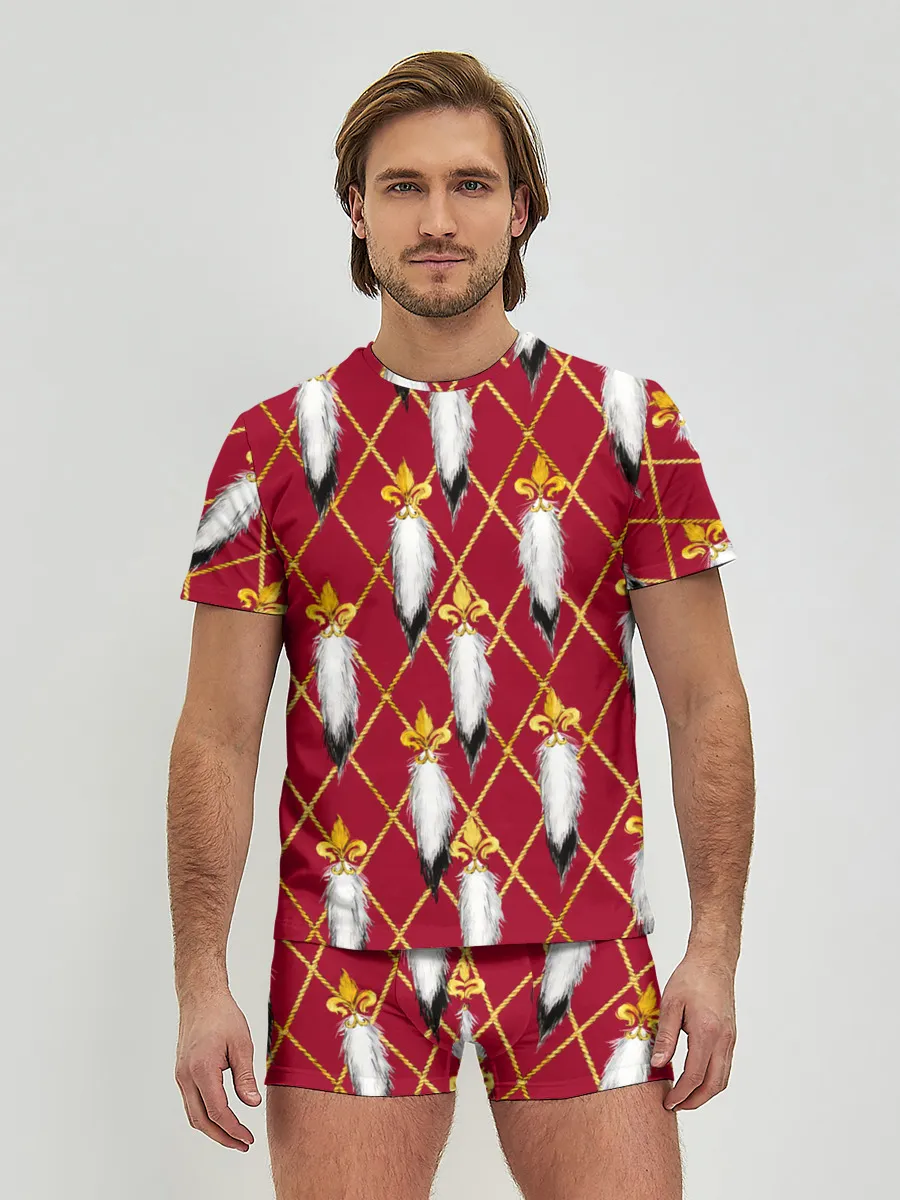 Мужские трусы с футболкой / Tassels red gold 3D space