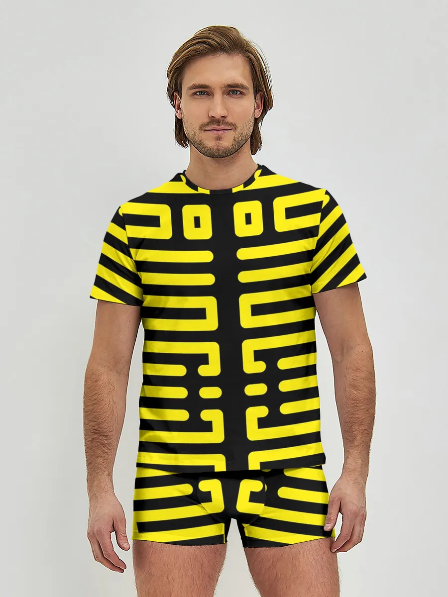 Мужские трусы с футболкой / полосы, линии, узор,