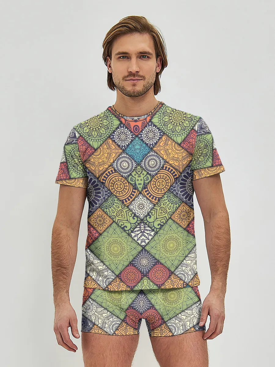 Мужские трусы с футболкой / Мандалы лоскутный печворк