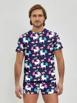 Мужские трусы с футболкой / Unicorn pattern