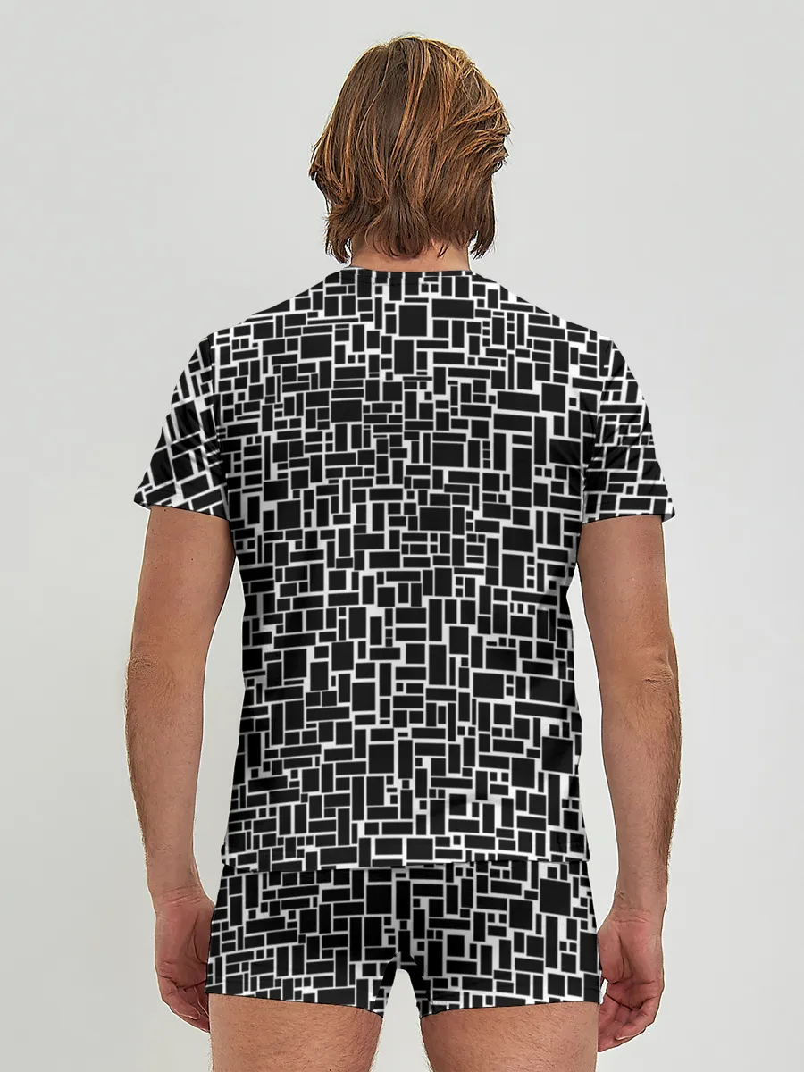 Мужские трусы с футболкой / Геометрия ЧБ.Black & white