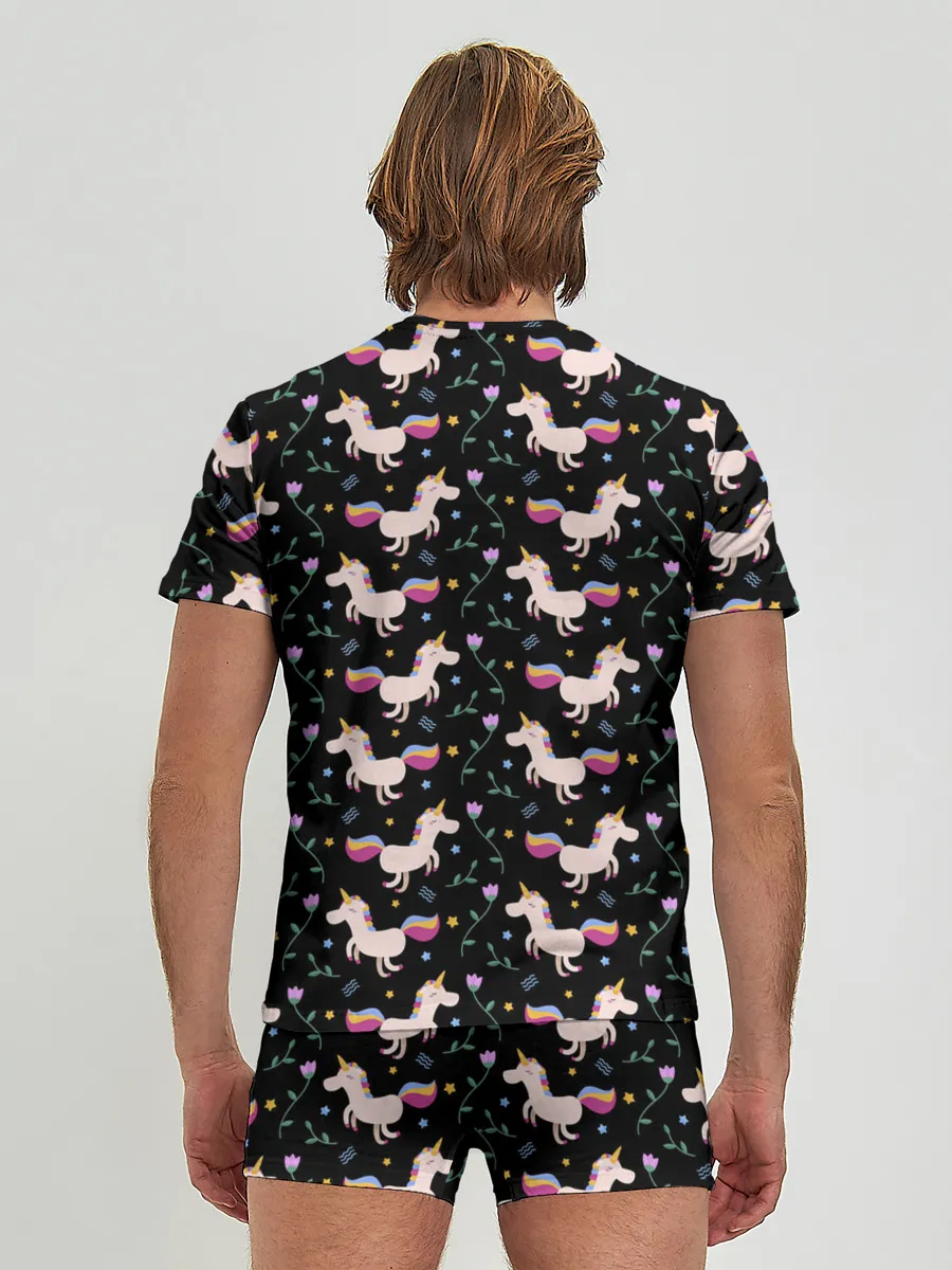 Мужские трусы с футболкой / Unicorns pattern