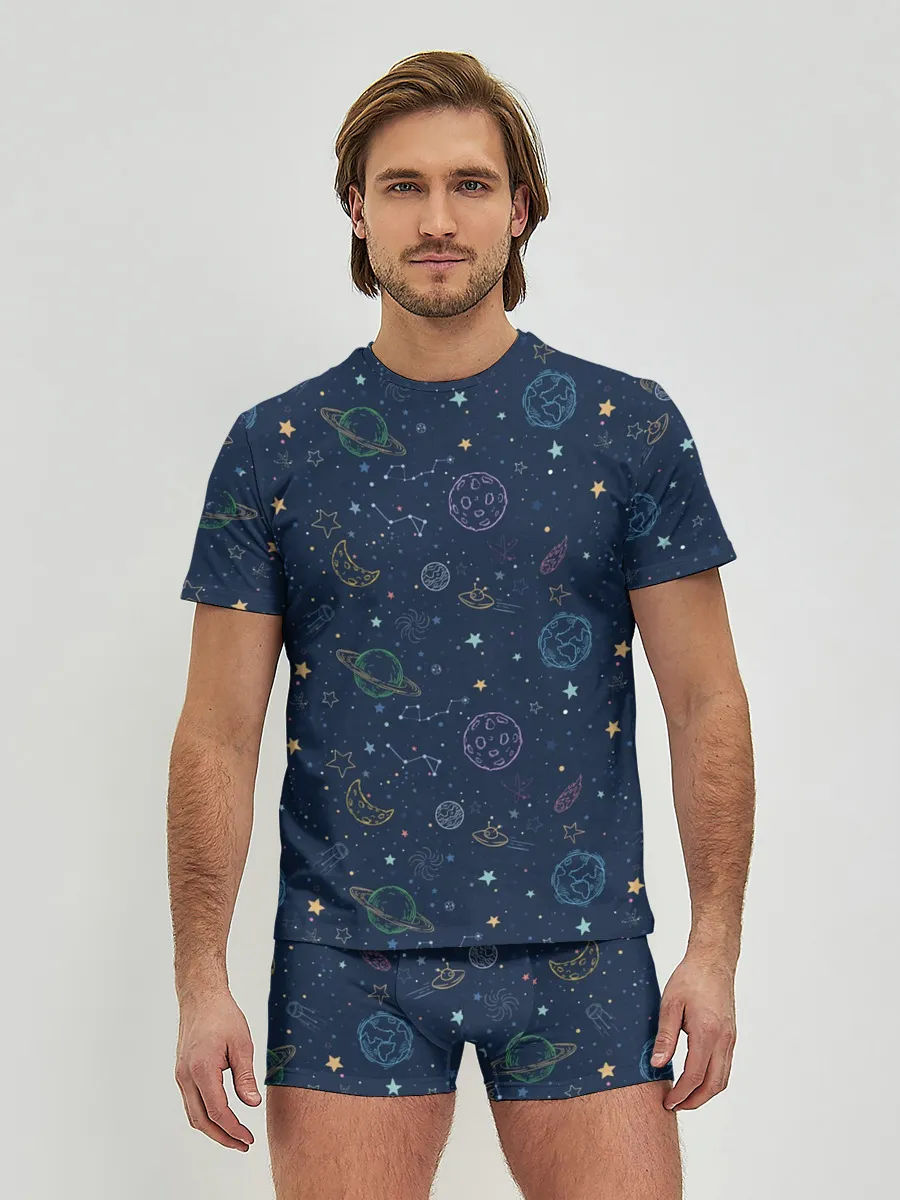 Мужские трусы с футболкой / Далекий космос