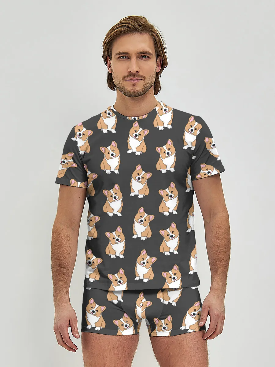 Мужские трусы с футболкой / Корги малыши