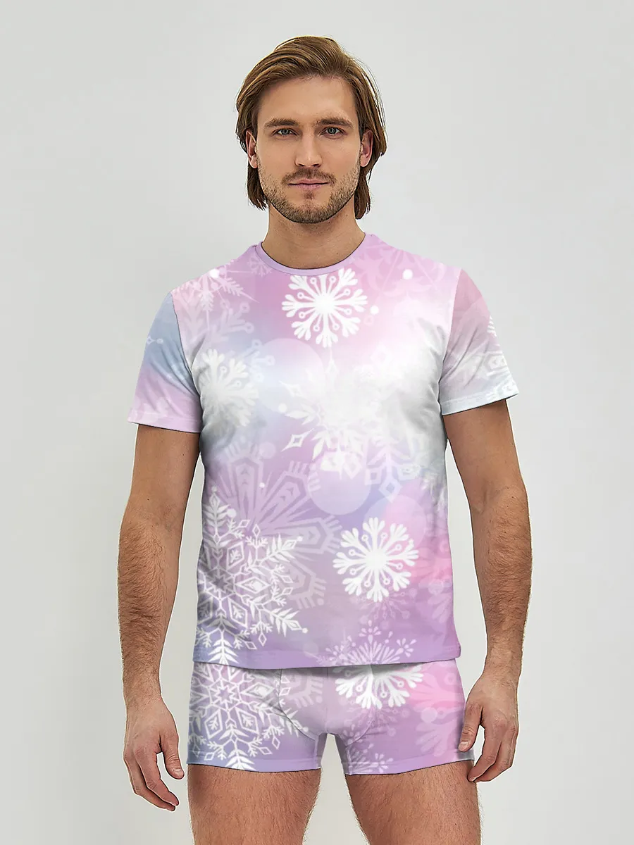 Мужские трусы с футболкой / снежинки