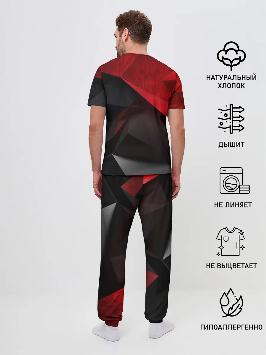 Мужская пижама с брюками / Red & Black