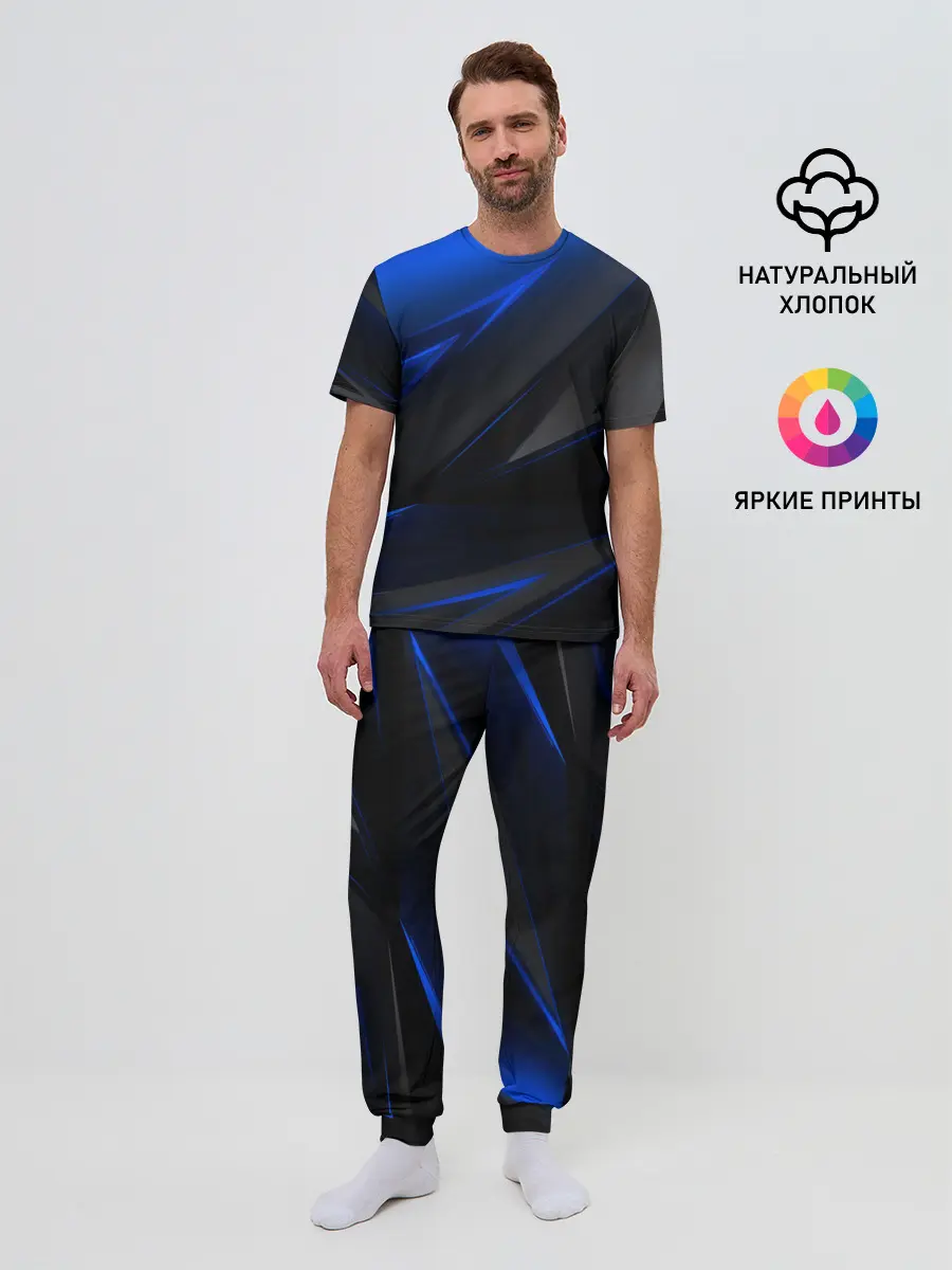 Мужская пижама с брюками / Blue and Black