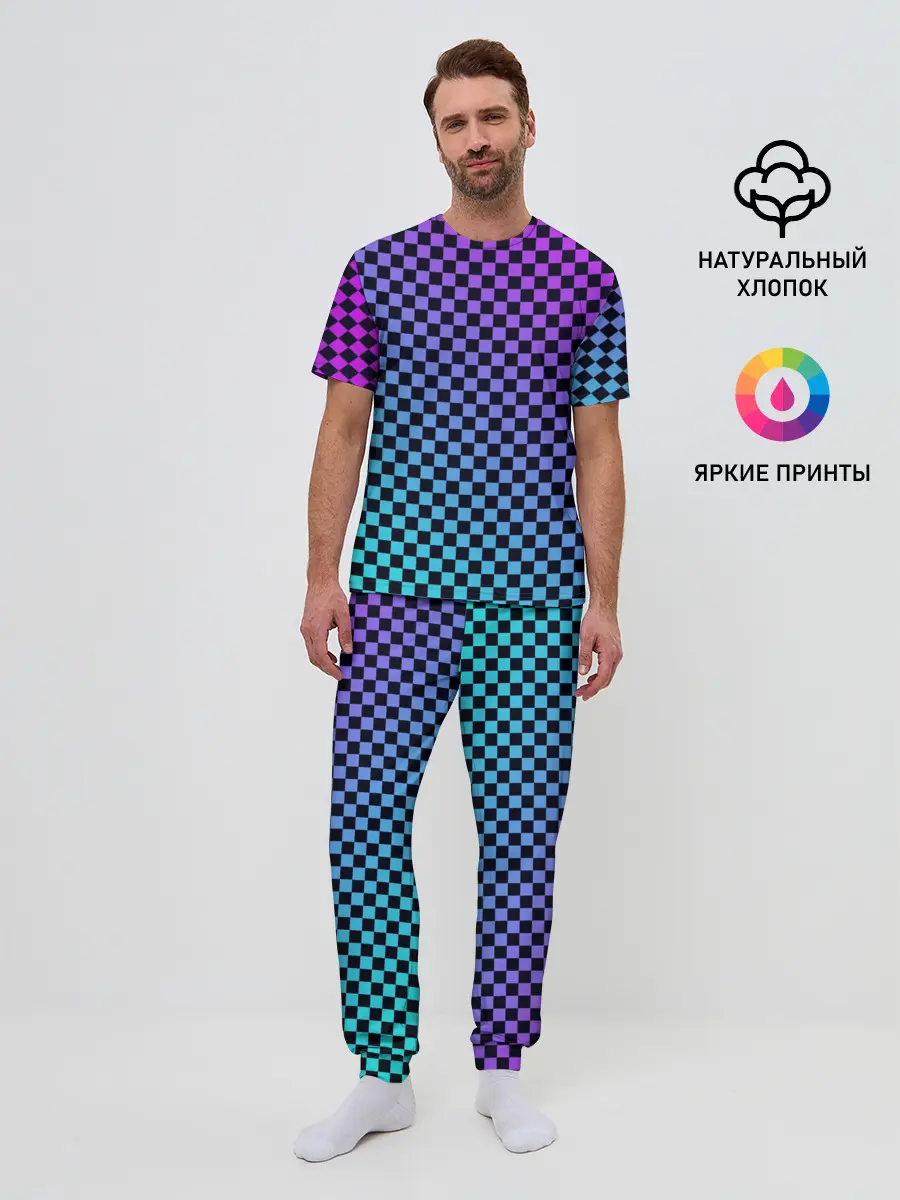 Мужская пижама с брюками / Checkerboard gradient