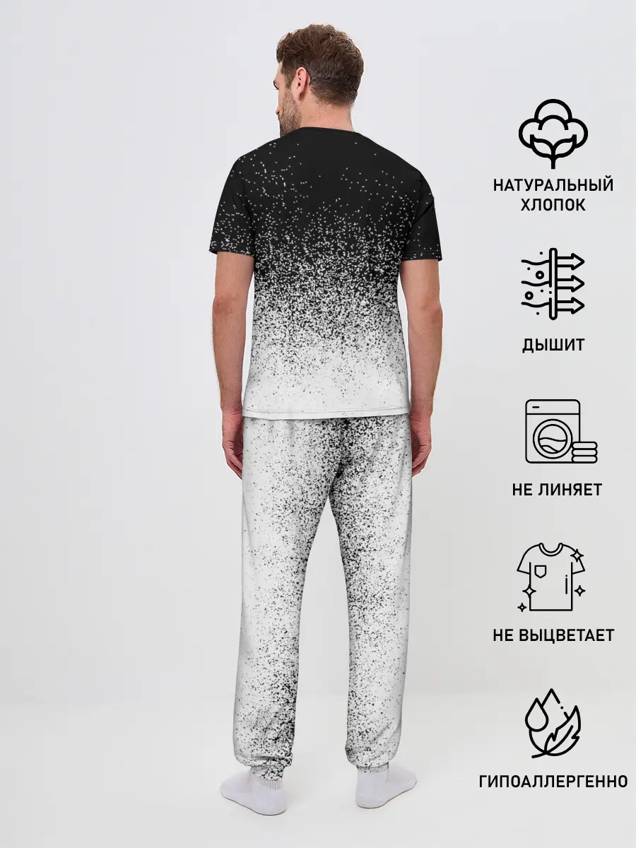 Мужская пижама с брюками / BLACK AND WHITE ABSTRACTION